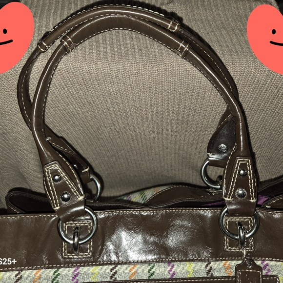 Coach Multicolor Plaid Tote Bag VINTAGE - Picture 7 of 15